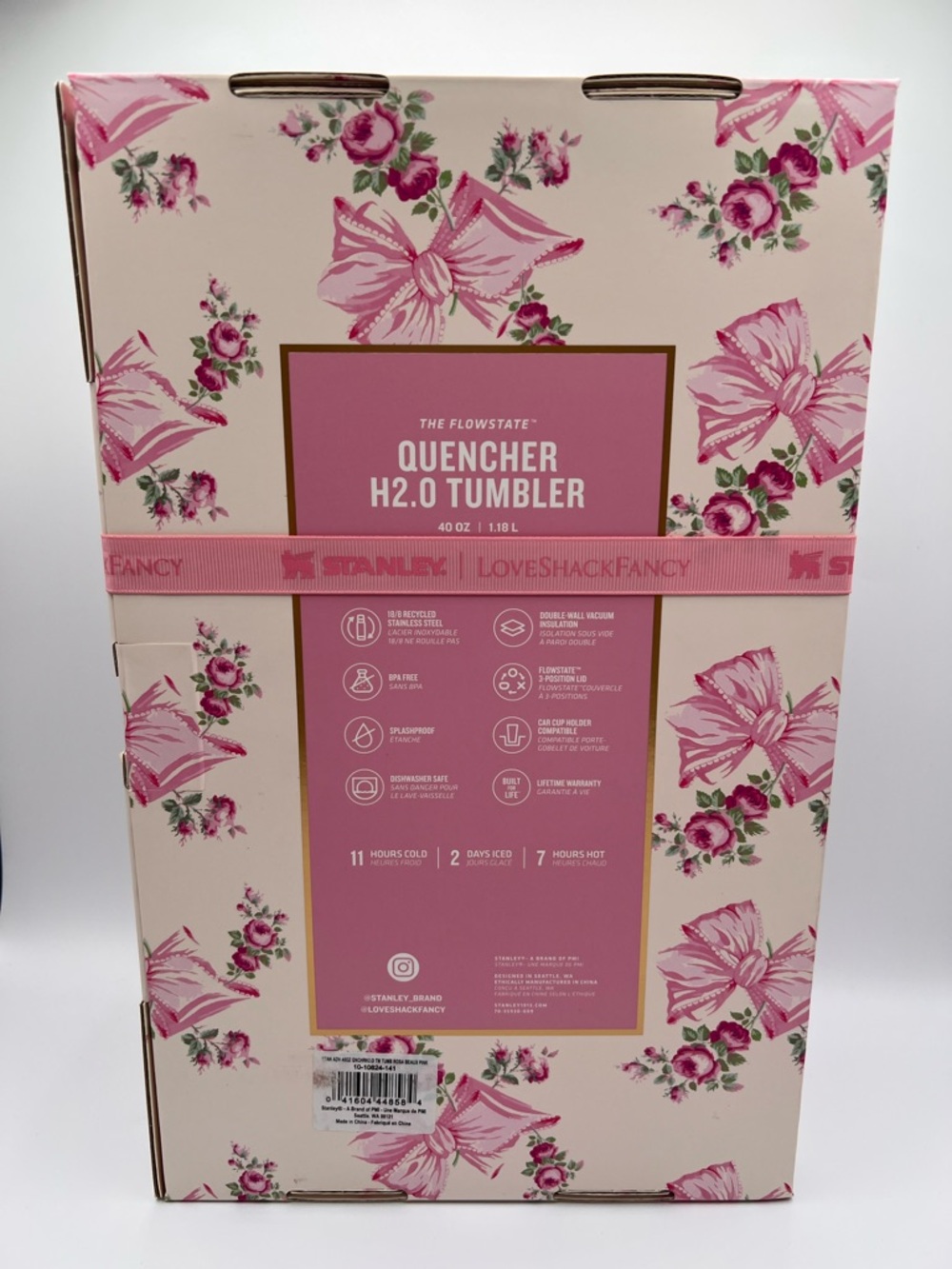LoveshackFancy Stanley FlowState Quencher H2.0 Tumbler 40 oz New In Box - Picture 8 of 8